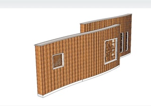 现代木头镂空景墙设计SU(草图大师)模型