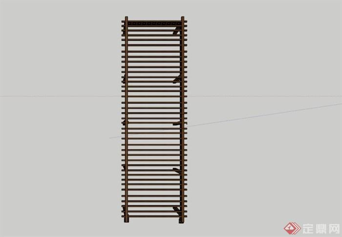 现代中式木廊架设计SU模型素材(2)