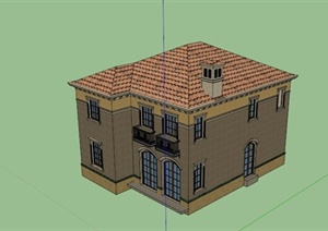 欧式两层住宅别墅建筑设计SU(草图大师)模型