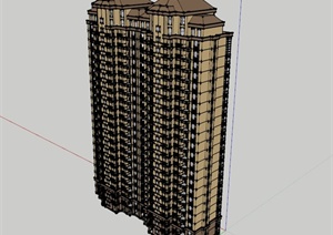 欧式高层住宅建筑设计SU(草图大师)模型素材
