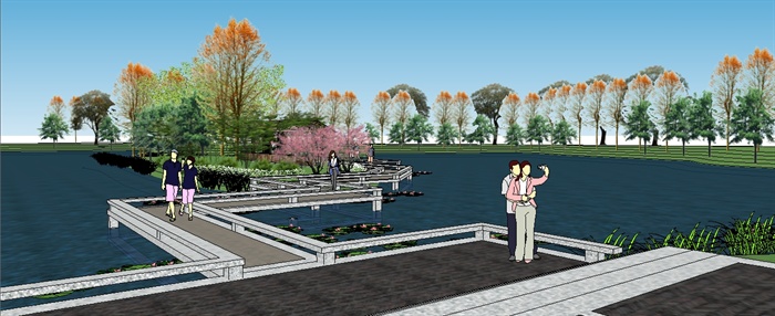 新湖公园景观方案SU精细设计模型(2)