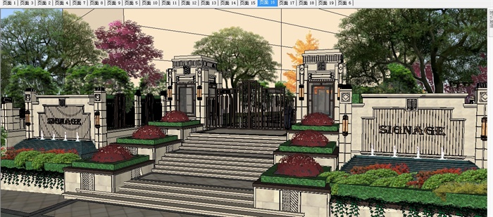 新古典风格居住区景观sketchup精致设计模型(1)