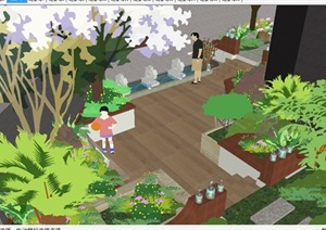 私家住宅屋顶花园SU(草图大师)精细设计模型
