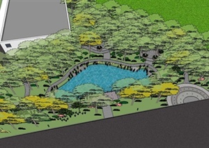 现代风格小公园景观设计SU(草图大师)模型