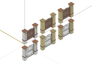 欧式围栏栏杆设计合集SU(草图大师)模型