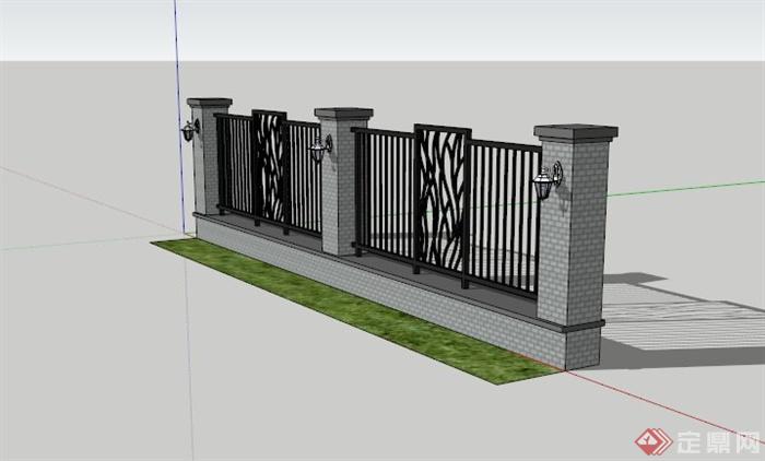 4格现代围墙设计sketchup 模型(1)