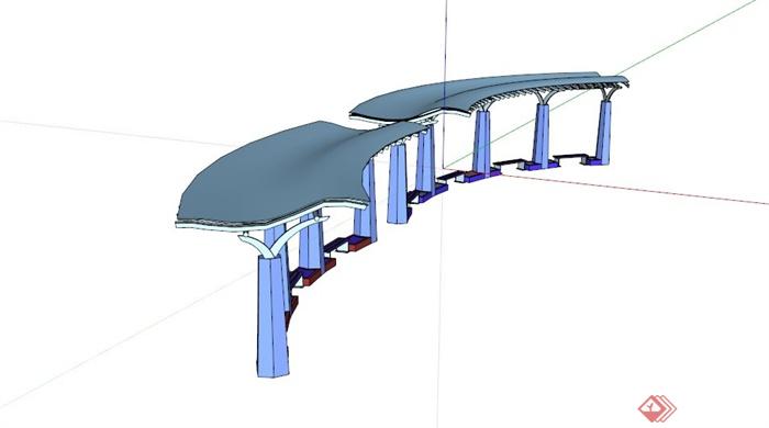 现代流行型廊架设计SU模型(1)