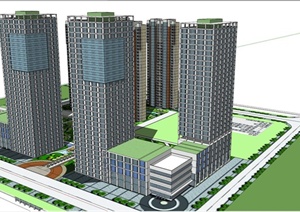 商业、办公、公寓综合建筑SketchupSU(草图大师)模型