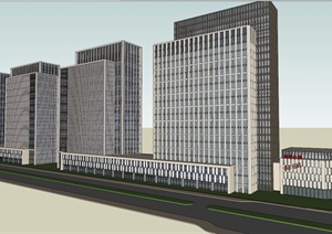 高层沿街商业综合体建筑SU(草图大师)模型