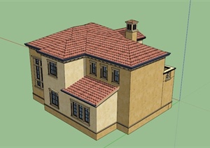 欧式两层住宅别墅建筑SU(草图大师)模型