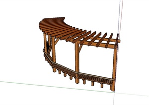某现代风全木质廊架设计SU(草图大师)模型