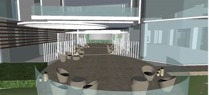 某企业室外阳台休息空间景观方案su精细设计模型