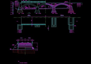 石拱桥整体设计cad方案图