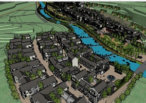 村民安置新区规划方案SU(草图大师)精致设计模型