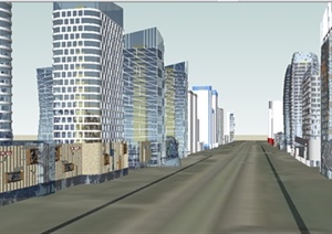 某现代城市新金融中心街道及建筑规划SU(草图大师)精细设计模型