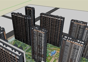现代高层小区建筑规划sketchup精致设计模型