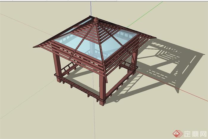 现代风格庭院玻璃亭设计su模型(1)
