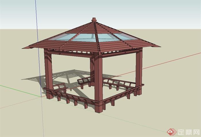 现代风格庭院玻璃亭设计su模型(2)