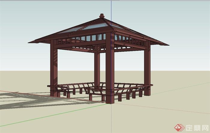 现代风格庭院玻璃亭设计su模型(3)