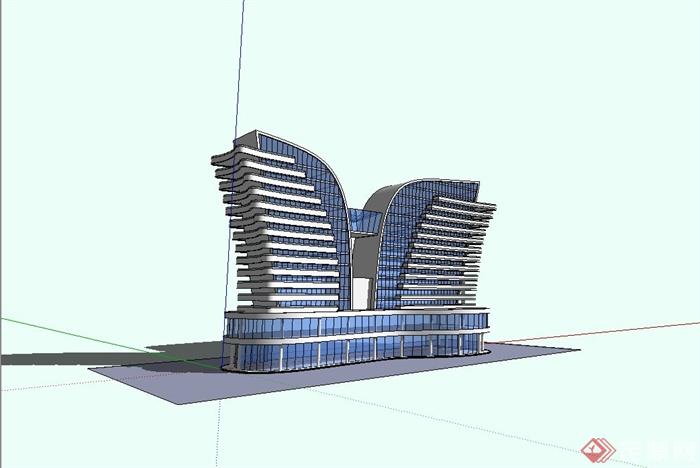 某现代风格综合办公楼设计su模型(3)