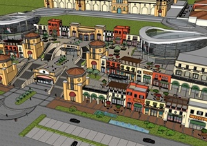 某55个不同的商业街建筑设计SU(草图大师)模型