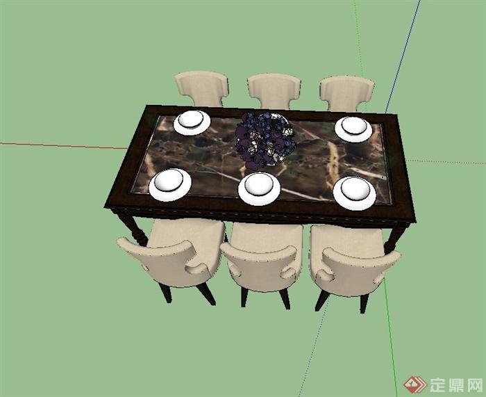新古典风格餐桌椅设计su模型(3)