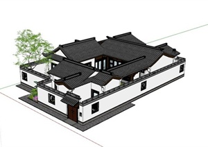 古典中式合院住宅建筑SU(草图大师)模型