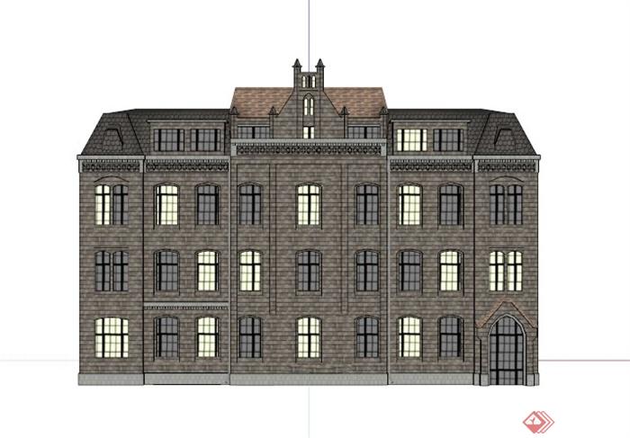 古典欧式三层住宅楼SU模型(3)