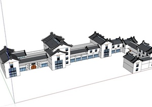 现代中式客家美食城建筑SU(草图大师)模型