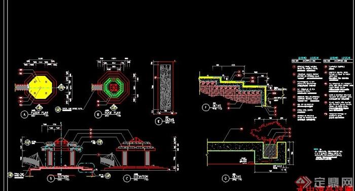 水中木凉亭设计CAD方案图(1)