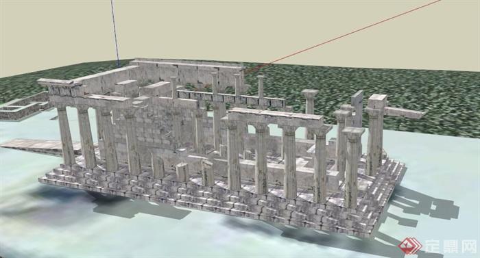 著名雅典娜神殿建筑设计SU模型(1)