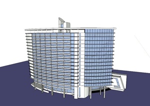 某现代高层酒店建筑设计SU(草图大师)模型素材