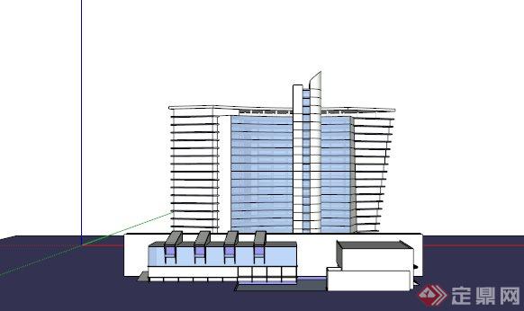 某现代高层酒店建筑设计SU模型素材(3)