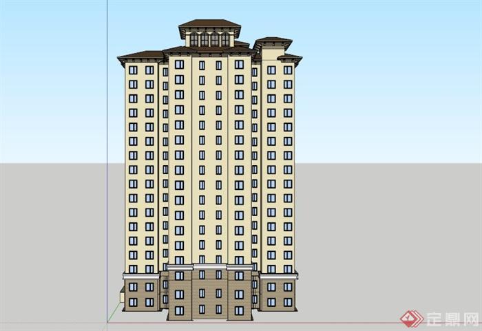 简约欧式高层住宅楼SU模型(3)