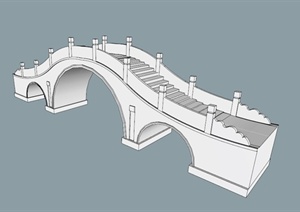 古典中式三孔桥设计SU(草图大师)模型