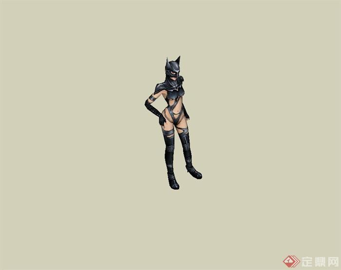 美女蝙蝠侠人物素材设计su模型(2)