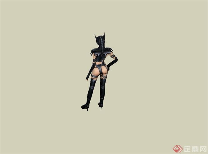 美女蝙蝠侠人物素材设计su模型(3)