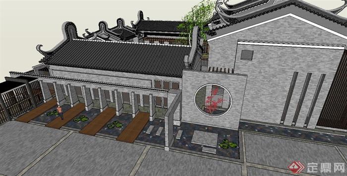古典中式四合院院落式住宅建筑设计su模型(2)