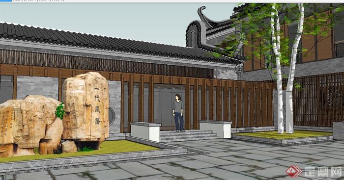 古典中式四合院院落式住宅建筑设计su模型(3)