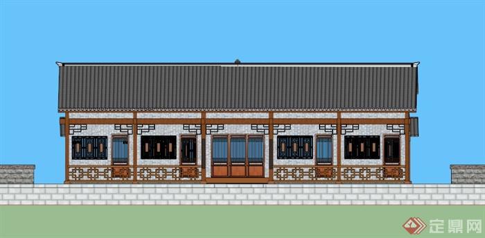 现代中式茶馆建筑设计SU模型(3)