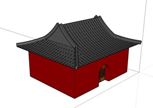 现代中式寺庙建筑SU(草图大师)模型