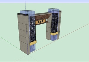 现代中式玉器街大门设计SU(草图大师)模型