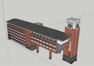 现代6层教学楼建筑设计SU(草图大师)模型