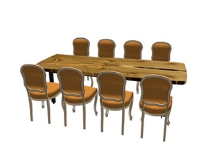 现代loft咖啡厅桌椅组合SU(草图大师)模型