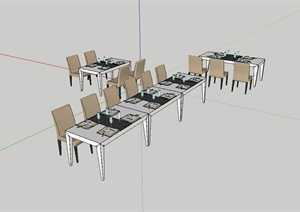 某现代餐馆餐桌椅设计SU(草图大师)模型