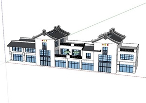 现代中式雅致商业建筑SU(草图大师)模型