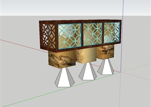 某现代中式风格室内吊灯灯饰设计SU(草图大师)模型
