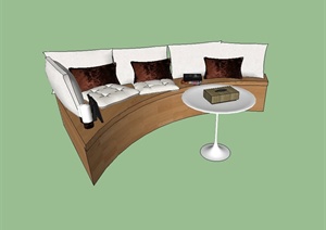 某现代风格休息室桌凳抱枕组合设计SU(草图大师)模型