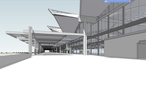 现代火车站建筑设计素材 SU(草图大师)模型