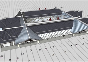 某现代中式风格机场建筑设计SU(草图大师)模型